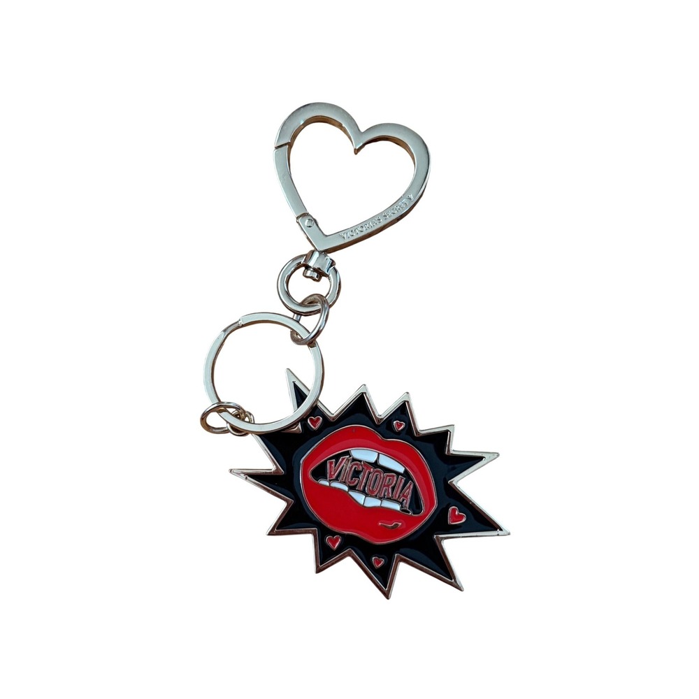 Y2K‎ Victoria's Secret Red Lips Keychain Heart Clasp Gold and red